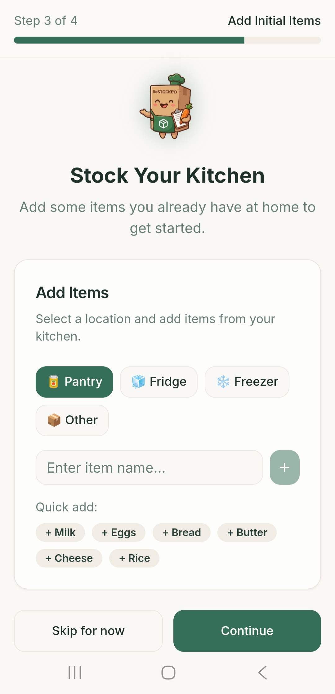 ReStock'd — Fridge, Freezer & Pantry Inventory App